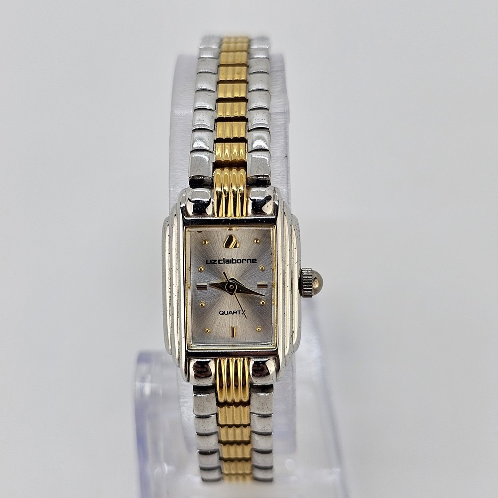 Liz Clairborne Women's Analog Watch 16MM Gray Dial Two Tone Bands 6" NEW Battery
